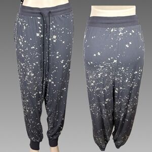 Lovesick 6X Gray Bleach Splatter Skull Star Soft Jogger Pants Drawstring Pockets